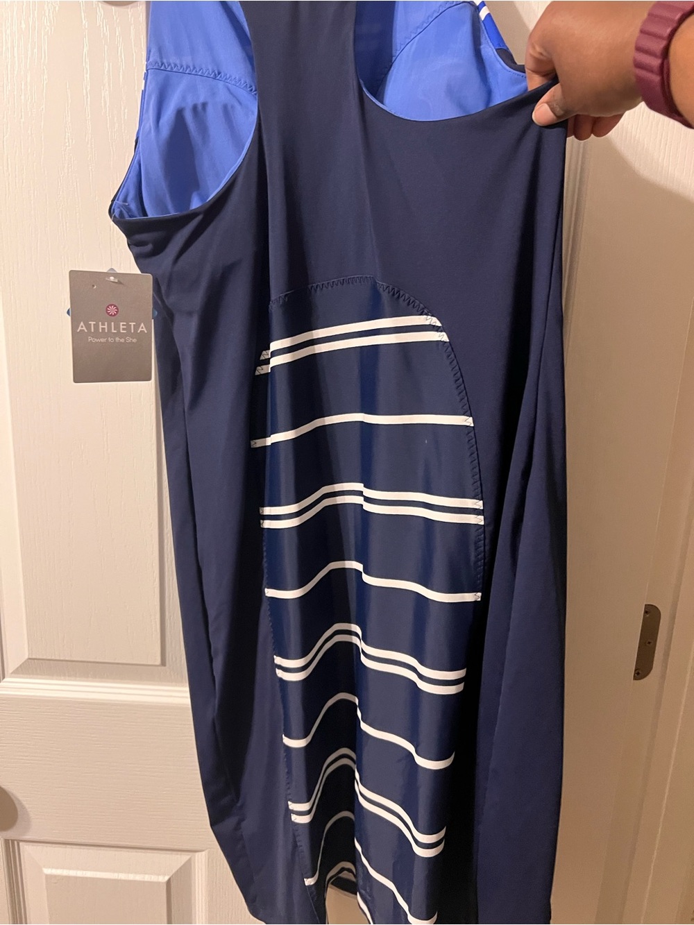 Athleta Striped Navy and Royal Blue Tank Dress - Picture 3 of 7